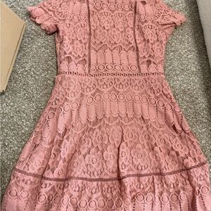 Blu Pepper Pink Lace Mini Dress